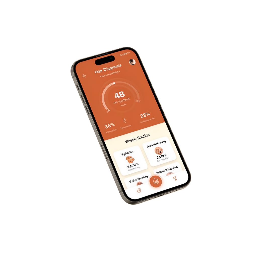 FIOZ app mostrando diagnóstico capilar